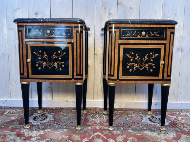 Pair of Louis XVI Jansen style chevet tables
