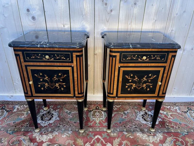 Pair of Louis XVI Jansen style chevet tables