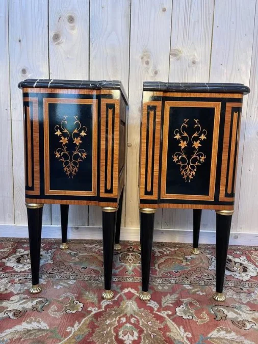 Pair of Louis XVI Jansen style chevet tables