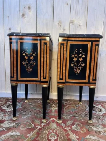 Pair of Louis XVI Jansen style chevet tables