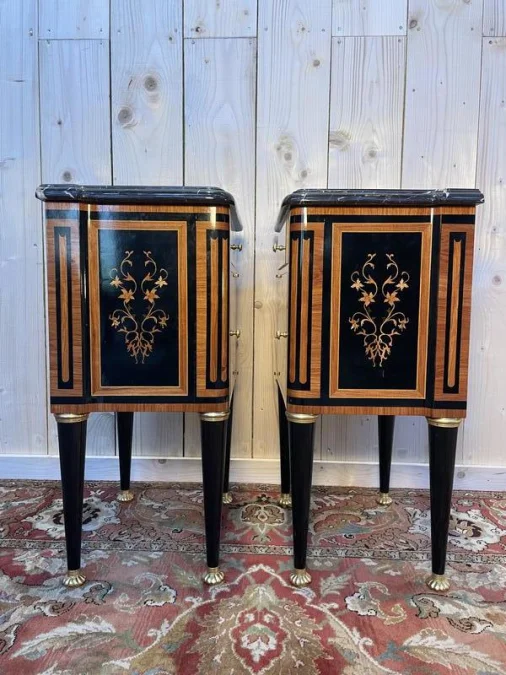 Pair of Louis XVI Jansen style chevet tables
