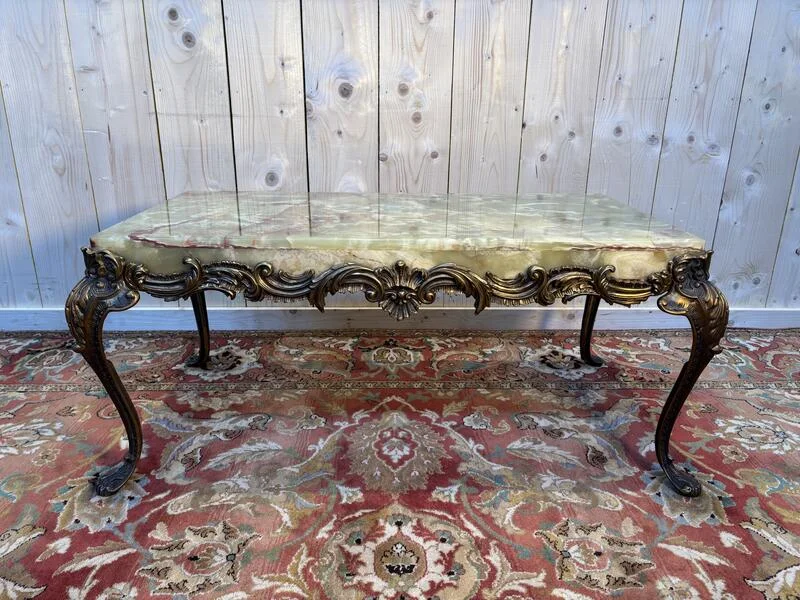 Table basse en onyx et bronze