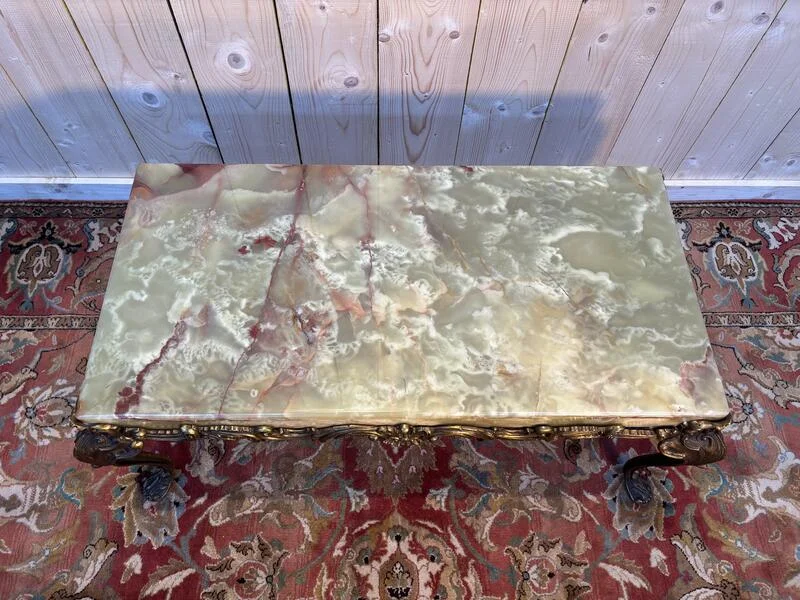 Table basse en onyx et bronze