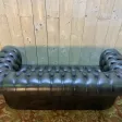 Canapé Chesterfield anglais en cuir vert