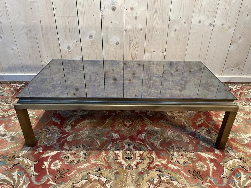 Gold metal and mirror coffee table 1970