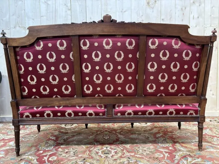 Banquette de style Louis XVI tissu bordeaux