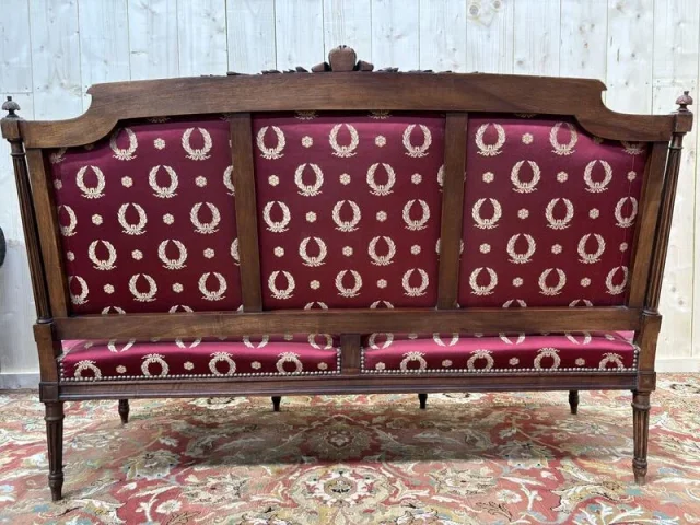 Banquette de style Louis XVI tissu bordeaux