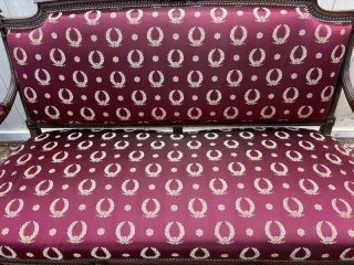 Louis XVI style bench Bordeaux fabric