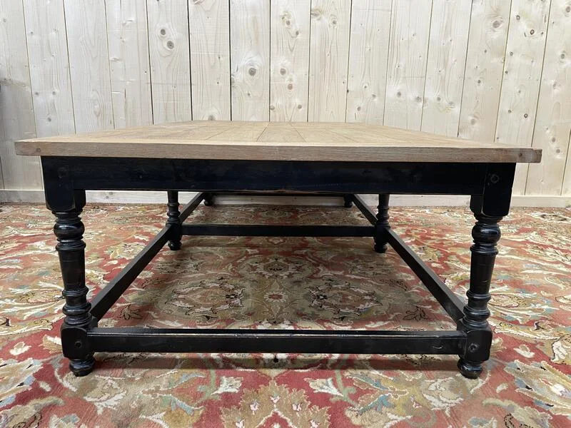 Table basse de style Louis XV chêne et noir