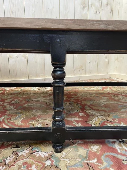 Table basse de style Louis XV chêne et noir