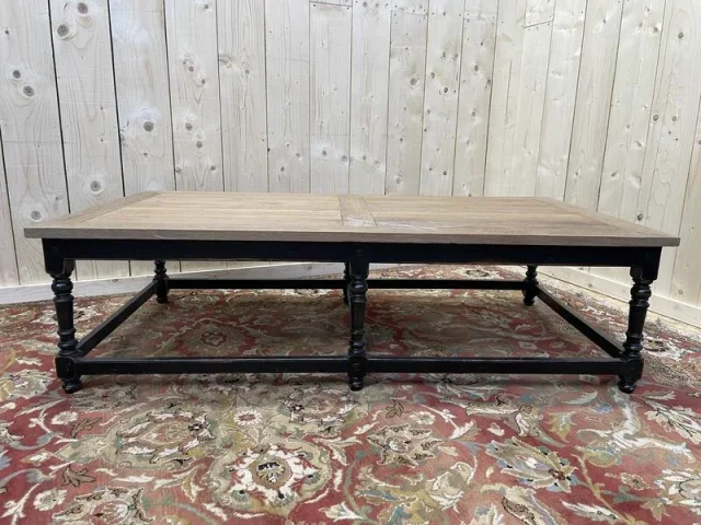 Table basse de style Louis XV chêne et noir