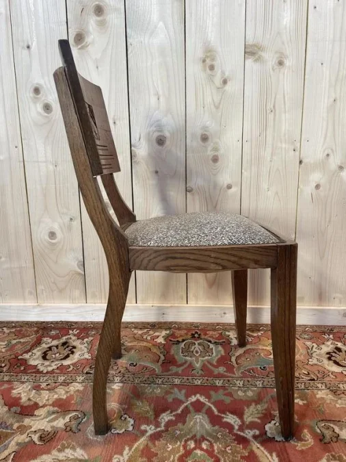 6 chaises époque Art Déco en chêne massif