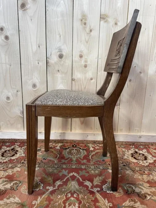 6 chaises époque Art Déco en chêne massif