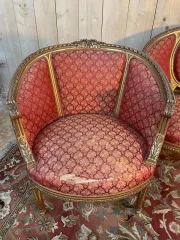Lounge lounge in golden wood in louis XVI style