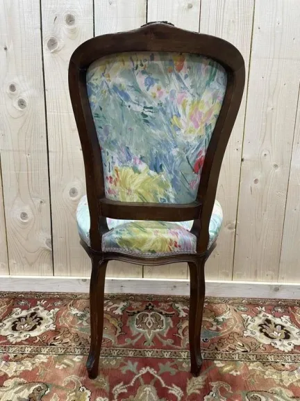 Suite de 6 chaises Louis Philippe à Rossi fleuri