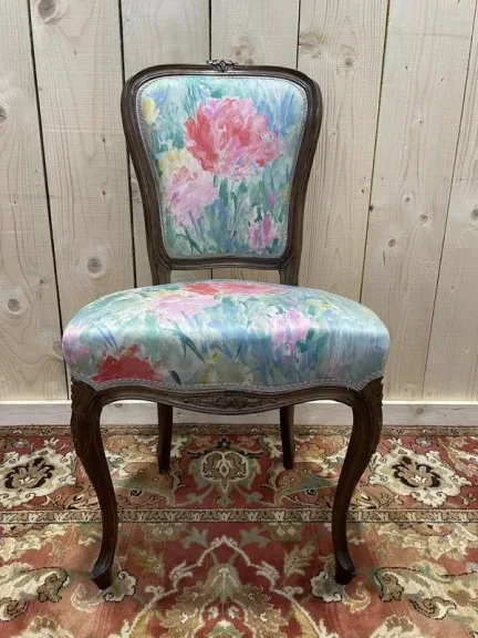 Suite de 6 chaises Louis Philippe à Rossi fleuri
