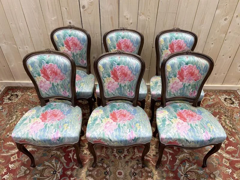 Continuation of 6 Louis Philippe chairs in Rossi Fleuri