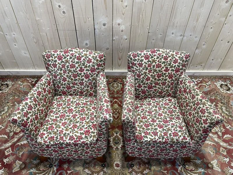 Pair of Art Deco / Vintage Flower Bergers Armchairs