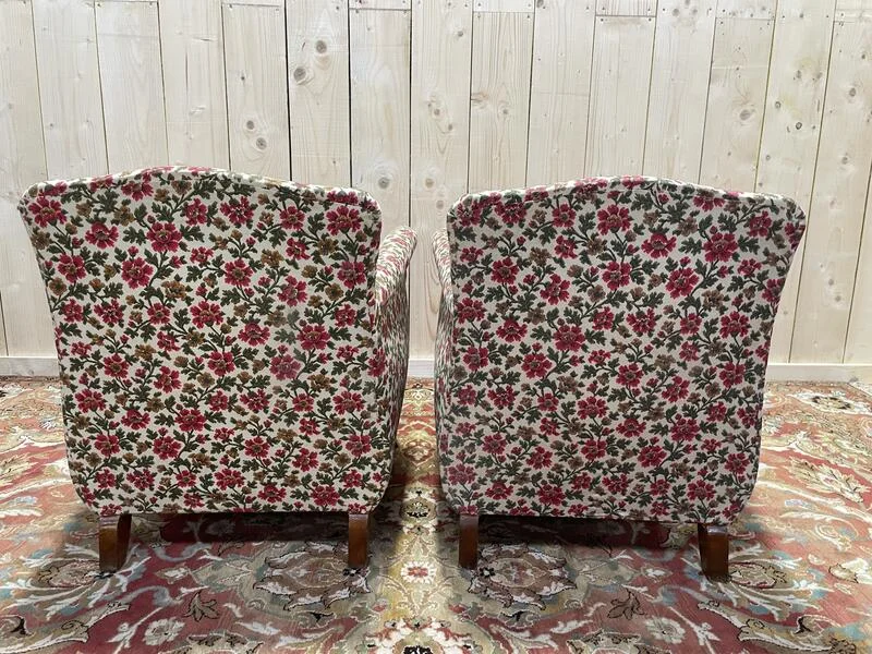 Pair of Art Deco / Vintage Flower Bergers Armchairs