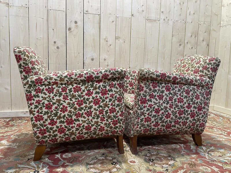 Pair of Art Deco / Vintage Flower Bergers Armchairs