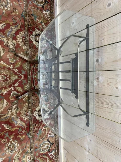 Console d’entrée en métal doré et verre