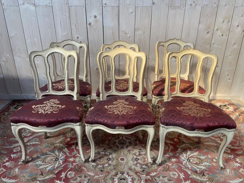 Suite of 6 Venirian chairs era Louis XV