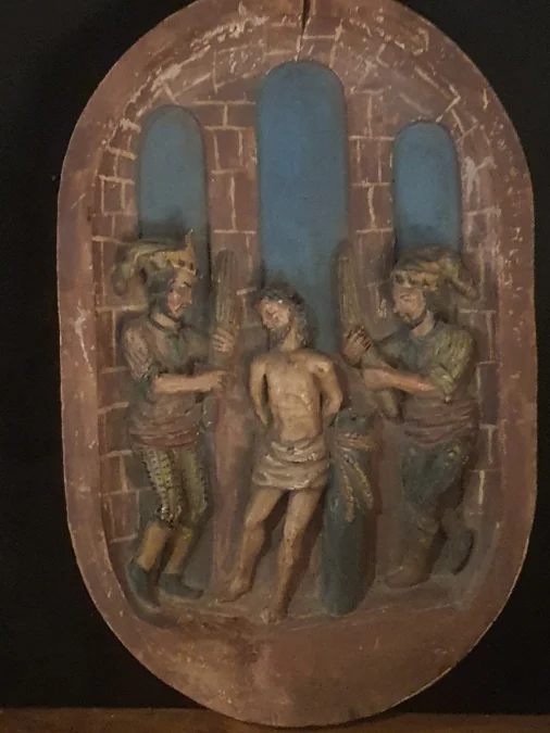 sculpture Italie, Espagne, polychrome,Christ la flagellation.