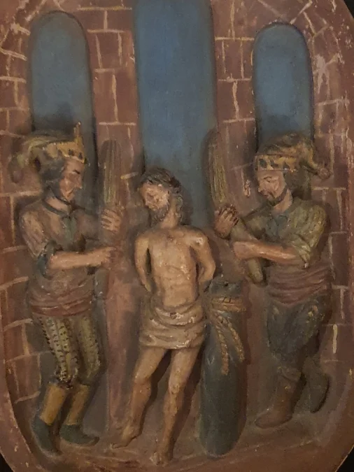 sculpture Italie, Espagne, polychrome,Christ la flagellation.