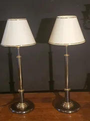 Paire de lampes bronze doré et patiné