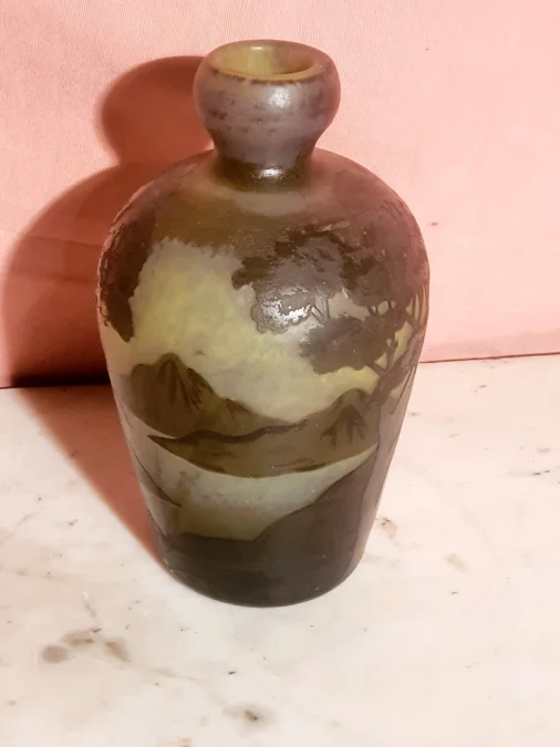 Vase Muller Frères Croix Mare,pâte de verre