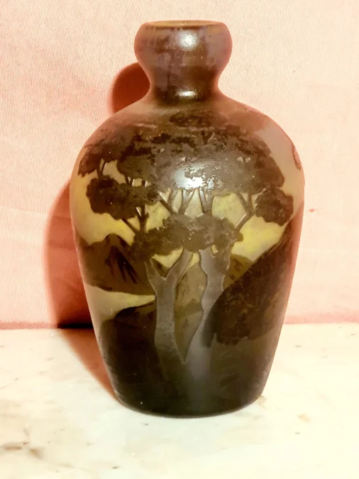 Vase Muller Frères Croix Mare,pâte de verre