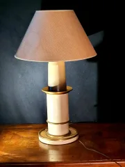 Lampe parchemin cuir ,gout Adnet .