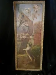 Tableau scène au chat XVIII siècle