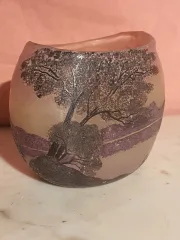 Pâte de verre Legras jardinière vase paysage.