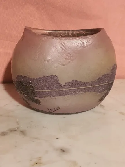 Pâte de verre Legras jardinière vase paysage.