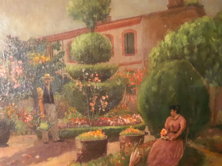 Tableau jardin,parc animé.