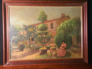 Tableau jardin,parc animé.