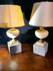 Paire de lampes Le Dauphin pieds brutalistes.