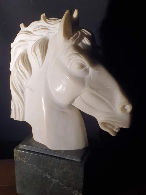 tête de cheval marbre,art déco