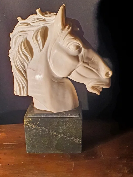 tête de cheval marbre,art déco