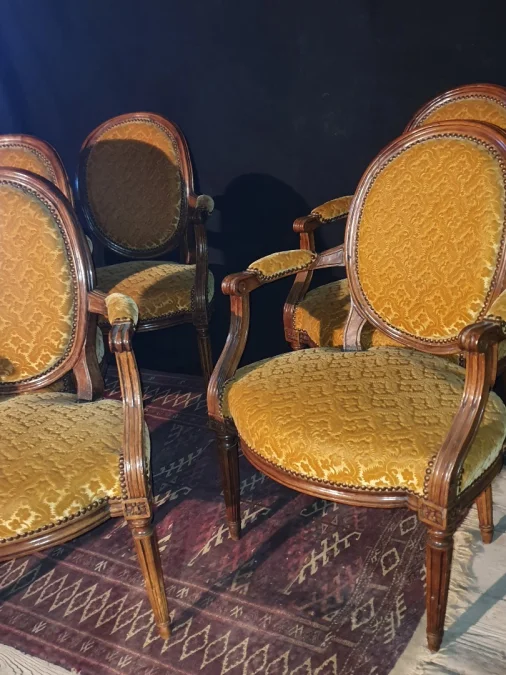 Suite 5 fauteuils époque Louis XVI.