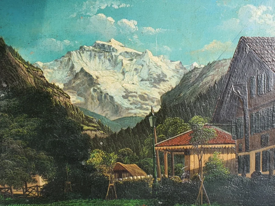 OIL ON COPPER MOUNTAIN LANDSCAPE
