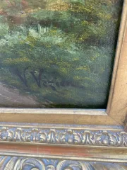 HUILE SUR TOILE UN TROUPEAU DE MOUTONS ET SON BERGER
