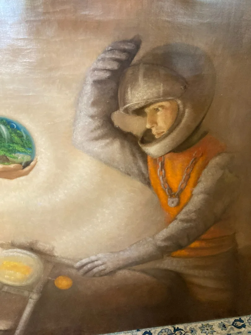 HUILE SUR TOILE ALLEGORIE DE SAINT HUBERT signée Françoise d'ORIGNY