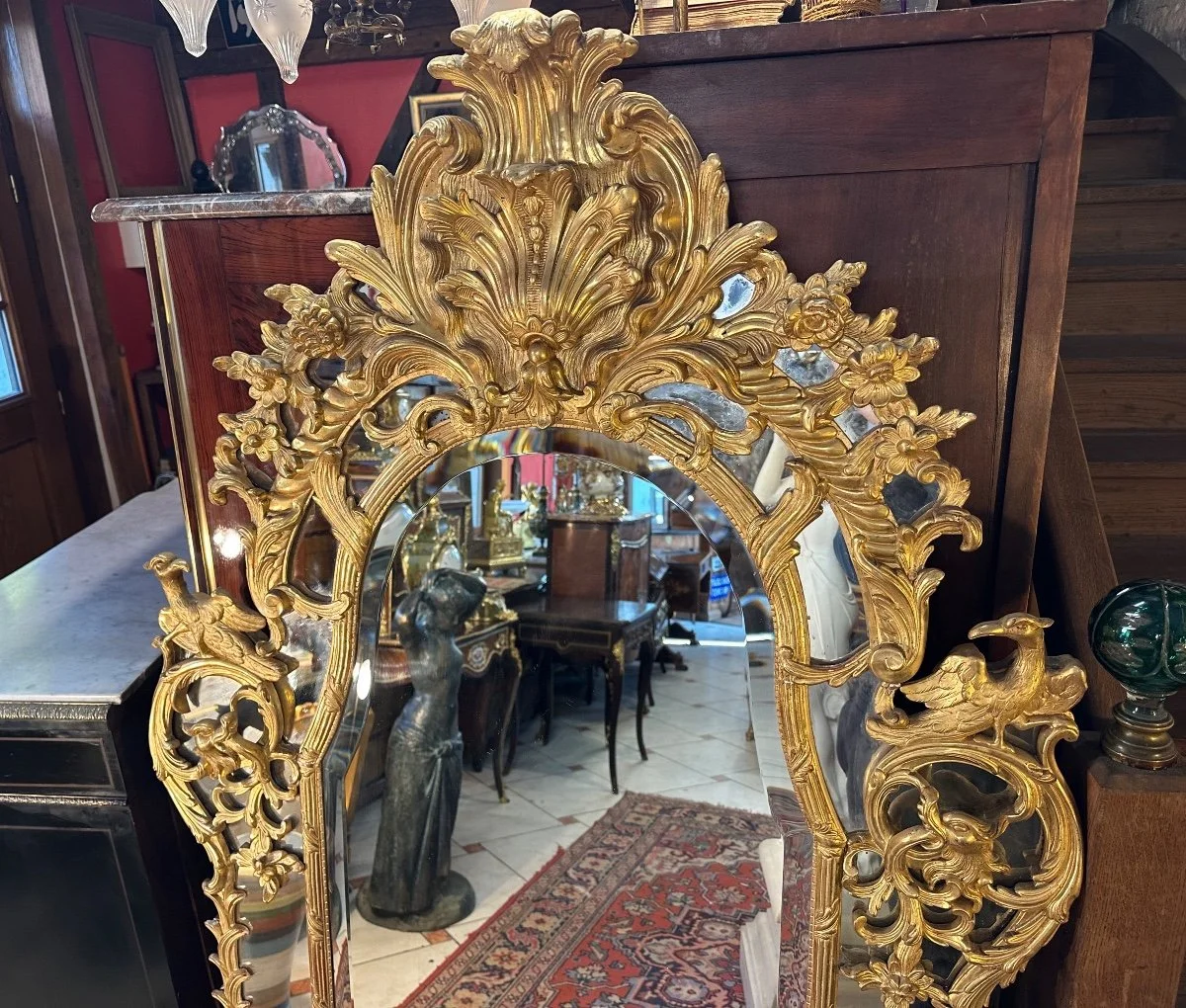 IMPORTANT MIROIR A PARCLOSES DE STYLE REGENCE EPOQUE NAPOLEON
