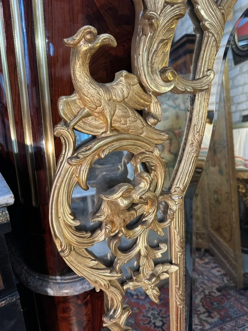 IMPORTANT MIROIR A PARCLOSES DE STYLE REGENCE EPOQUE NAPOLEON
