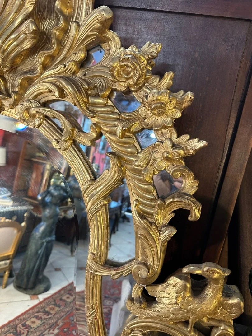 IMPORTANT MIROIR A PARCLOSES DE STYLE REGENCE EPOQUE NAPOLEON