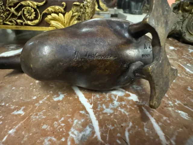 PAIRE DE CANARDS EN BRONZE Signé M. LE VERRIER