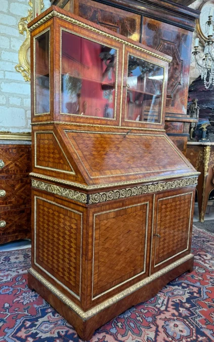 SECRETAIRE DE PENTE FORMANT VITRINE LOUIS XVI - 19ème