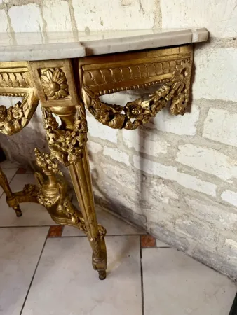 CONSOLE EN BOIS DORE LOUIS XVI 18ème